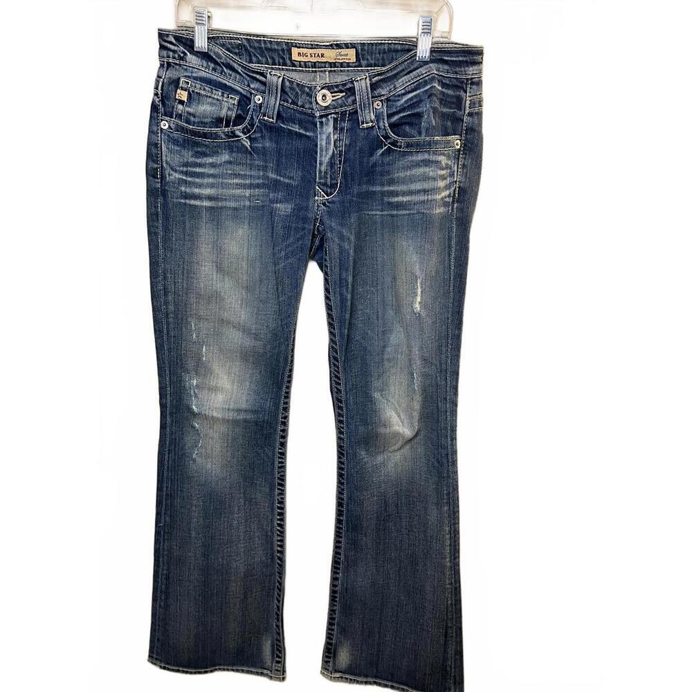 Big Star Women's Distressed Boot Cut Ultra Low-Rise Jeans Size 29R Y2K